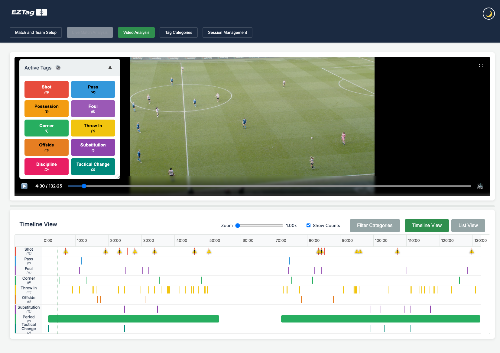 EZTag video tagging — MP4 player with tag timeline